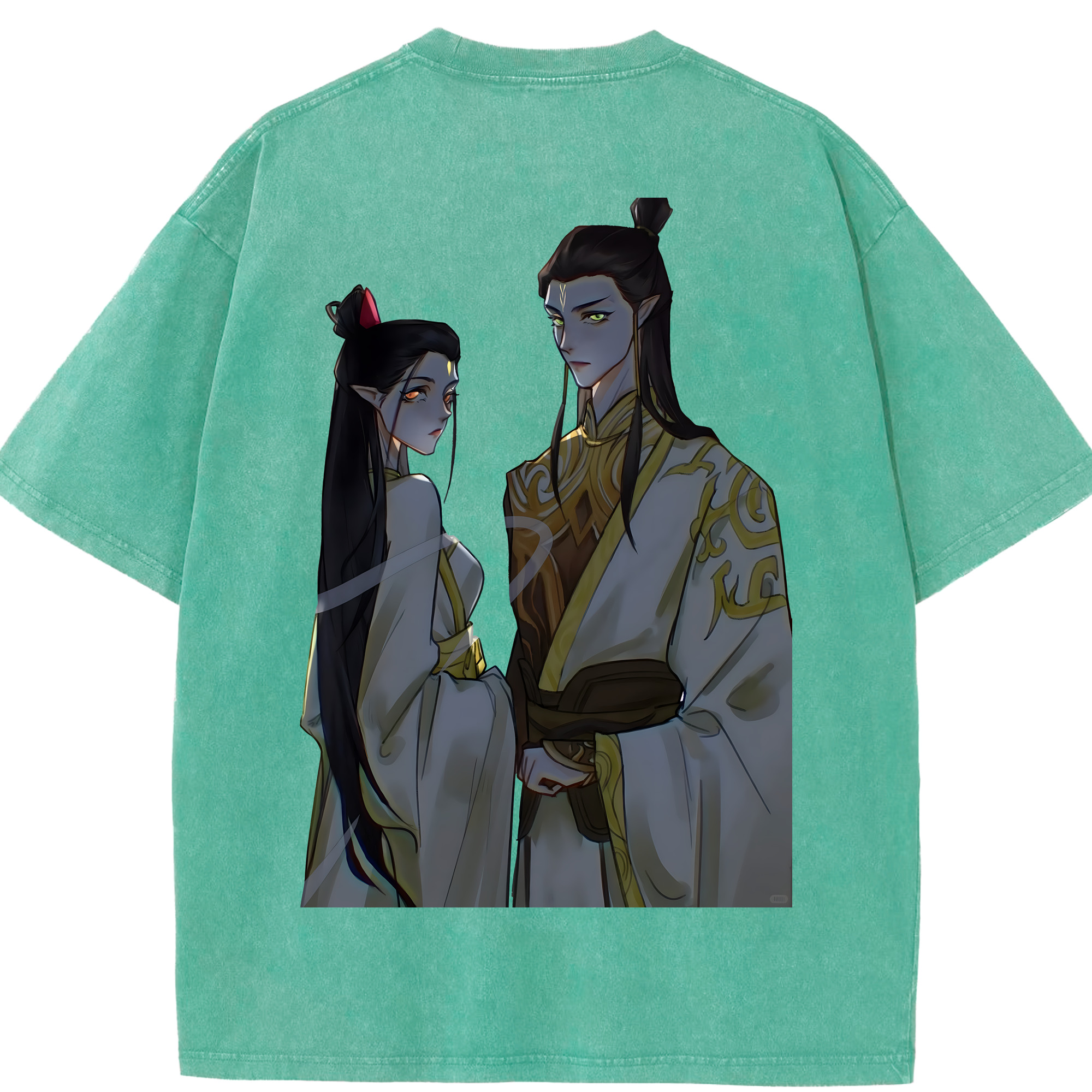 （画像用） Ne Zha 2 ナタ 魔童の大暴れ 綿100% ヴィンテージ風 半袖Tシャツ（背面プリント）